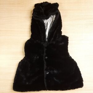 Rosie Pope faux fur vest with hood and cat ears.